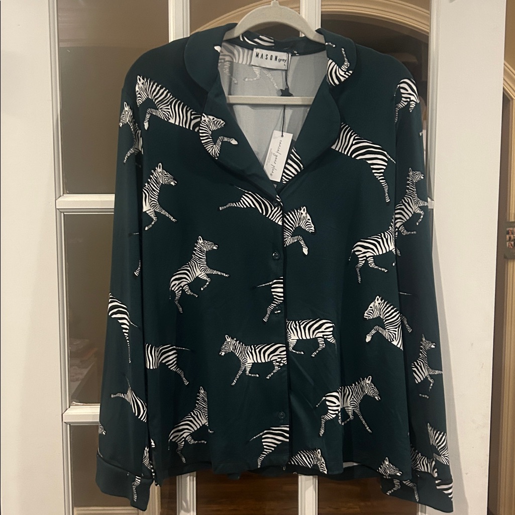Masongrey New Zebra Print Novelty Sleep Lounge Shirt Size Large Luxe Chic Cozy — image 7 of 7
